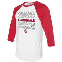 St. Louis Cardinals Tiny Turnip Unisex Stacked 3/4-Sleeve Raglan T-Shirt - White/Red - MLB Lifestyle