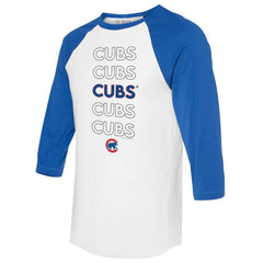 Chicago Cubs Tiny Turnip Unisex Stacked 3/4-Sleeve Raglan T-Shirt - White/Royal - MLB Online
