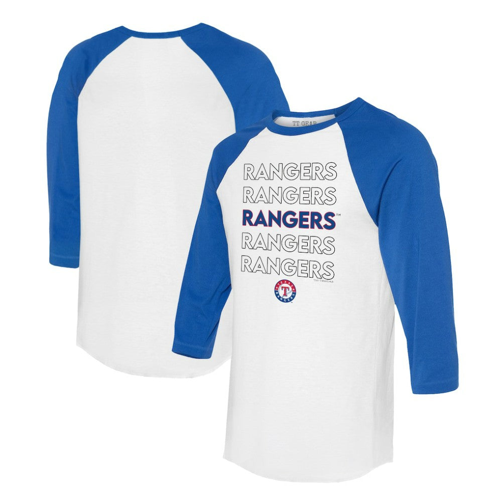 Texas Rangers Tiny Turnip Unisex Stacked 3/4-Sleeve Raglan T-Shirt - White/Royal - MLB Online