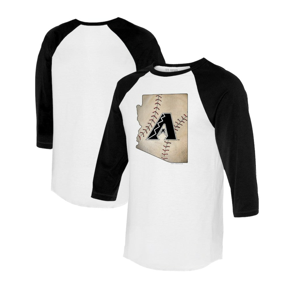 Arizona Diamondbacks Tiny Turnip Unisex State Outline 3/4-Sleeve Raglan T-Shirt - White/Black - MLB Online