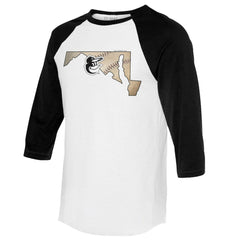 Baltimore Orioles Tiny Turnip Unisex State Outline 3/4-Sleeve Raglan T-Shirt - White/Black - MLB Discount