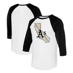 Athletics Tiny Turnip Unisex State Outline 3/4-Sleeve Raglan T-Shirt - White/Black - MLB Online
