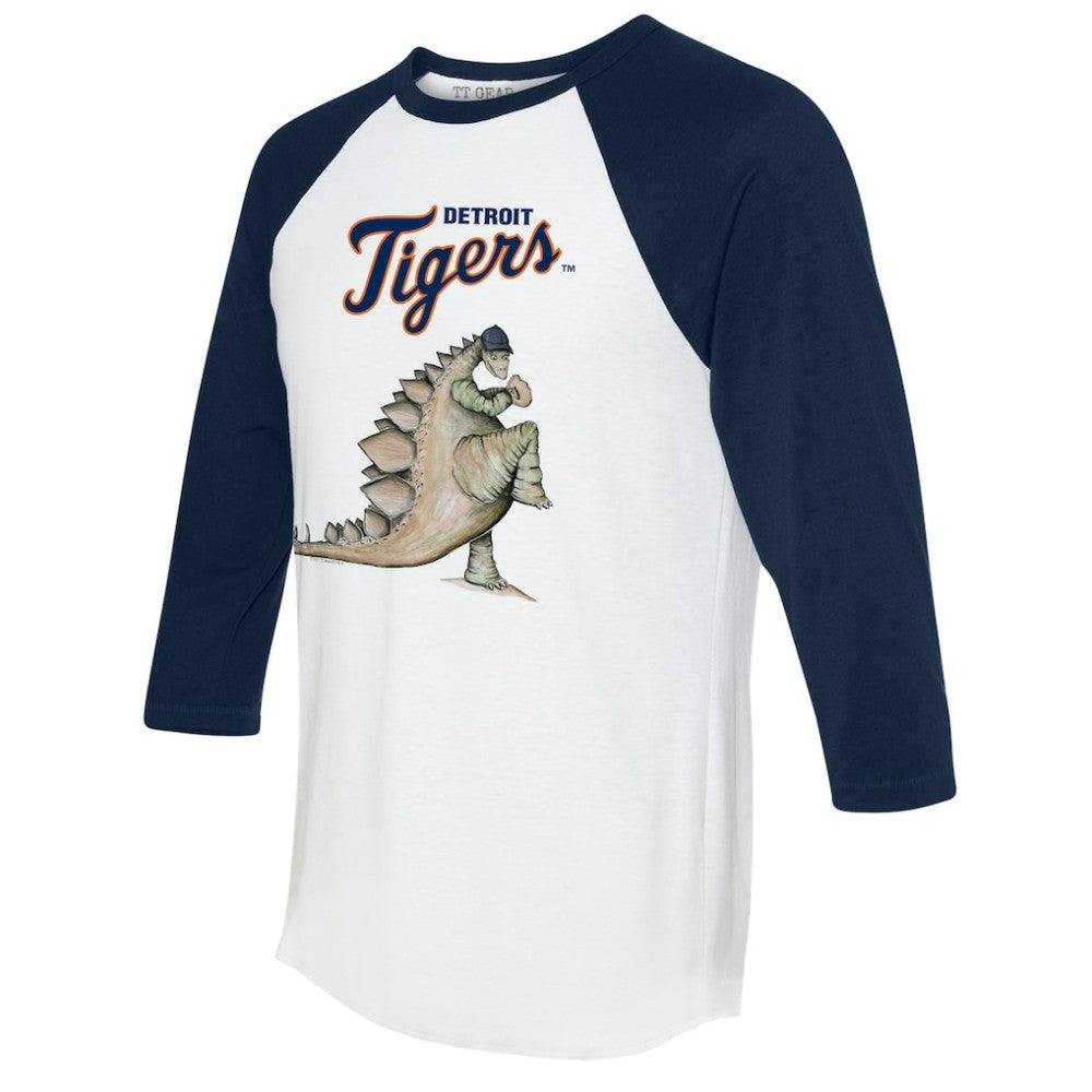 Detroit Tigers Tiny Turnip Unisex Stega 3/4-Sleeve Raglan T-Shirt - White/Navy - MLB Discount