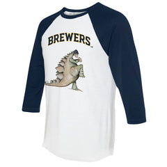 Milwaukee Brewers Tiny Turnip Unisex Stega 3/4-Sleeve Raglan T-Shirt - White/Navy - MLB Sale