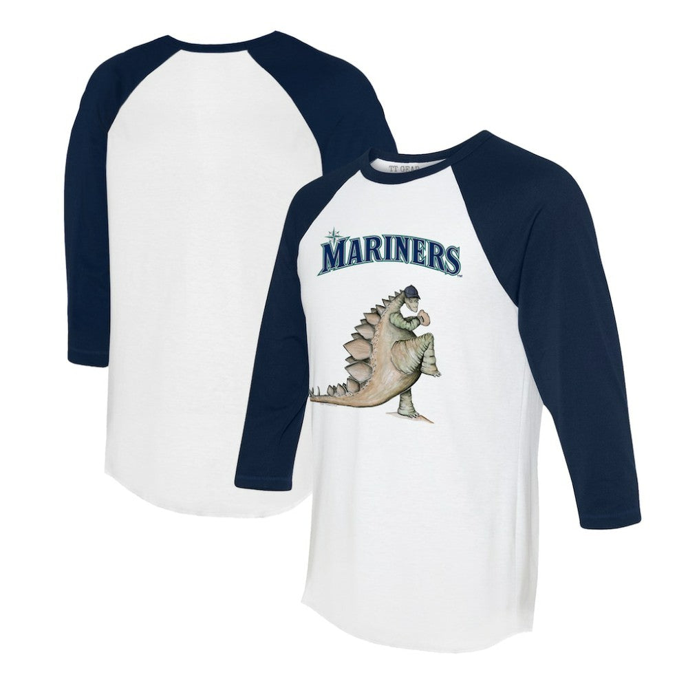 Seattle Mariners Tiny Turnip Unisex Stega 3/4-Sleeve Raglan T-Shirt - White/Navy - MLB Sale