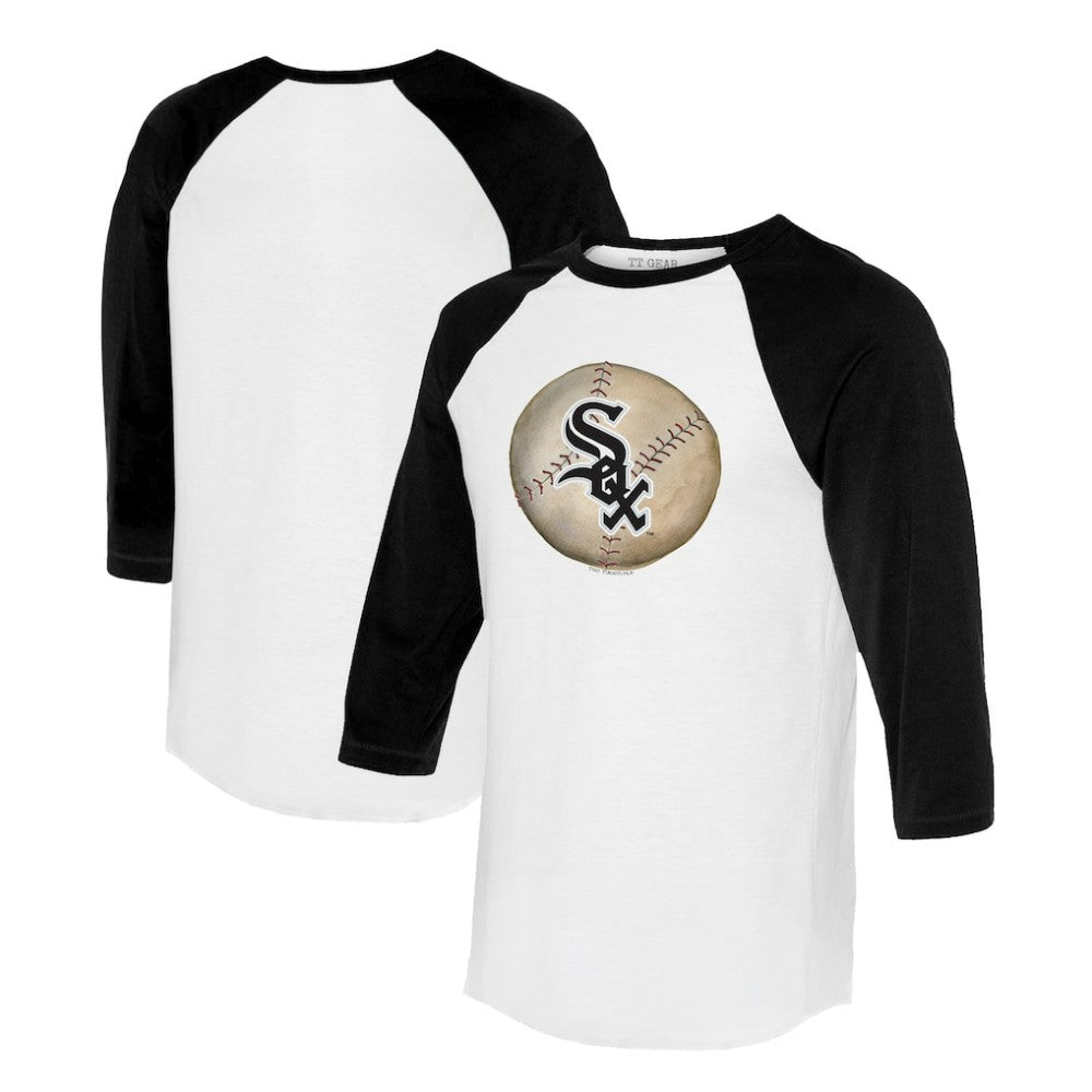 Chicago White Sox Tiny Turnip Unisex Stitched Baseball 3/4-Sleeve Raglan T-Shirt - White/Black - MLB Lifestyle