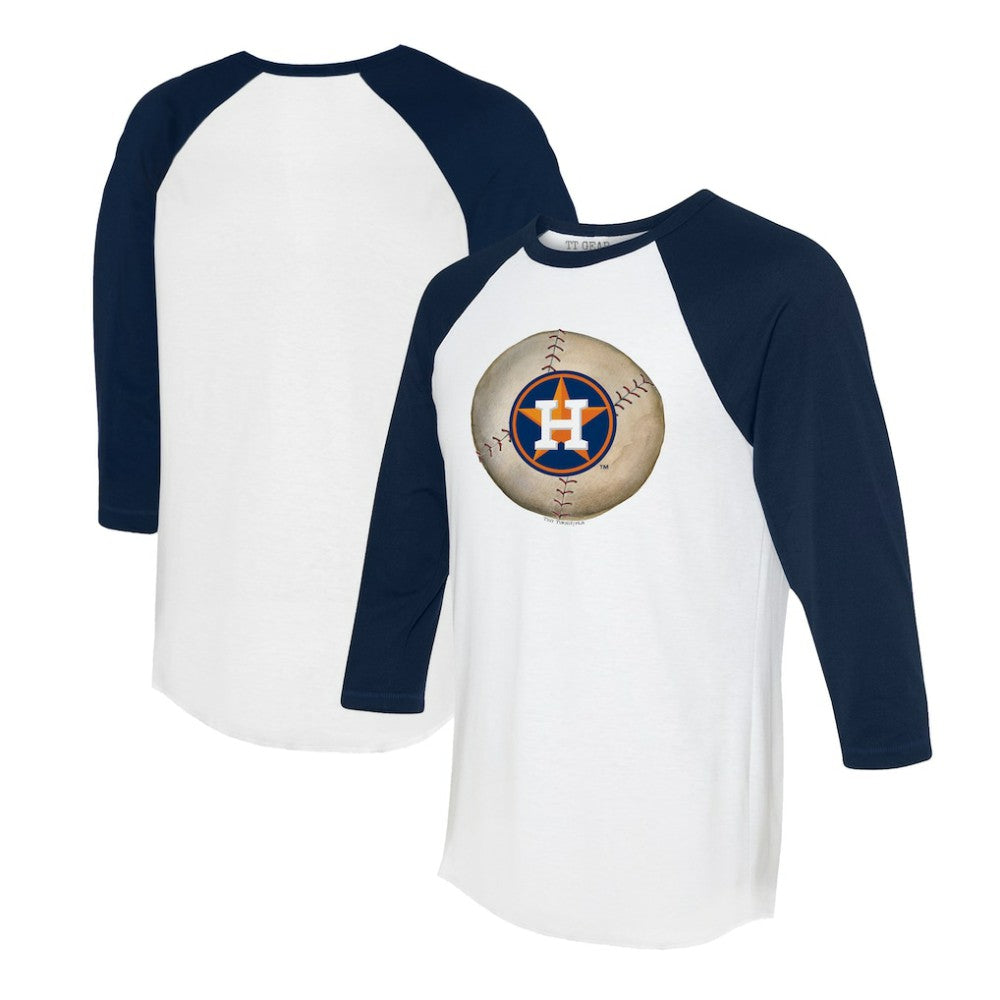 Houston Astros Tiny Turnip Unisex Stitched Baseball 3/4-Sleeve Raglan T-Shirt - White/Navy - MLB Lifestyle
