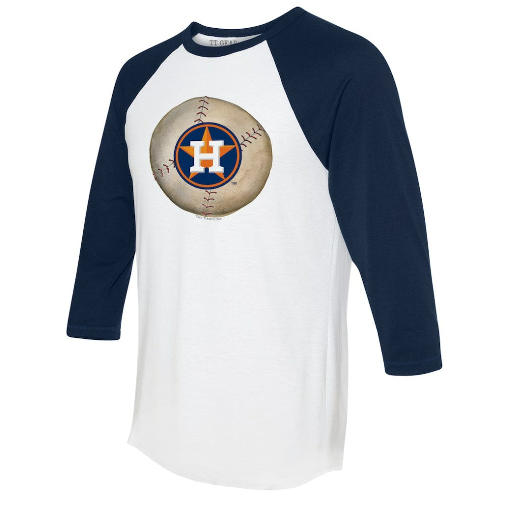 Houston Astros Tiny Turnip Unisex Stitched Baseball 3/4-Sleeve Raglan T-Shirt - White/Navy - MLB Lifestyle