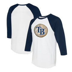 Tampa Bay Rays Tiny Turnip Unisex Stitched Baseball 3/4-Sleeve Raglan T-Shirt - White/Navy - MLB Discount