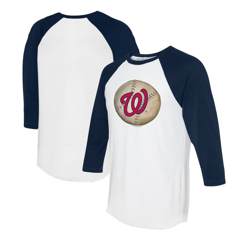 Washington Nationals Tiny Turnip Unisex Stitched Baseball 3/4-Sleeve Raglan T-Shirt - White/Navy - MLB Lifestyle
