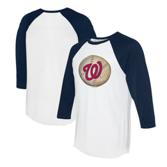Washington Nationals Tiny Turnip Unisex Stitched Baseball 3/4-Sleeve Raglan T-Shirt - White/Navy - MLB Lifestyle