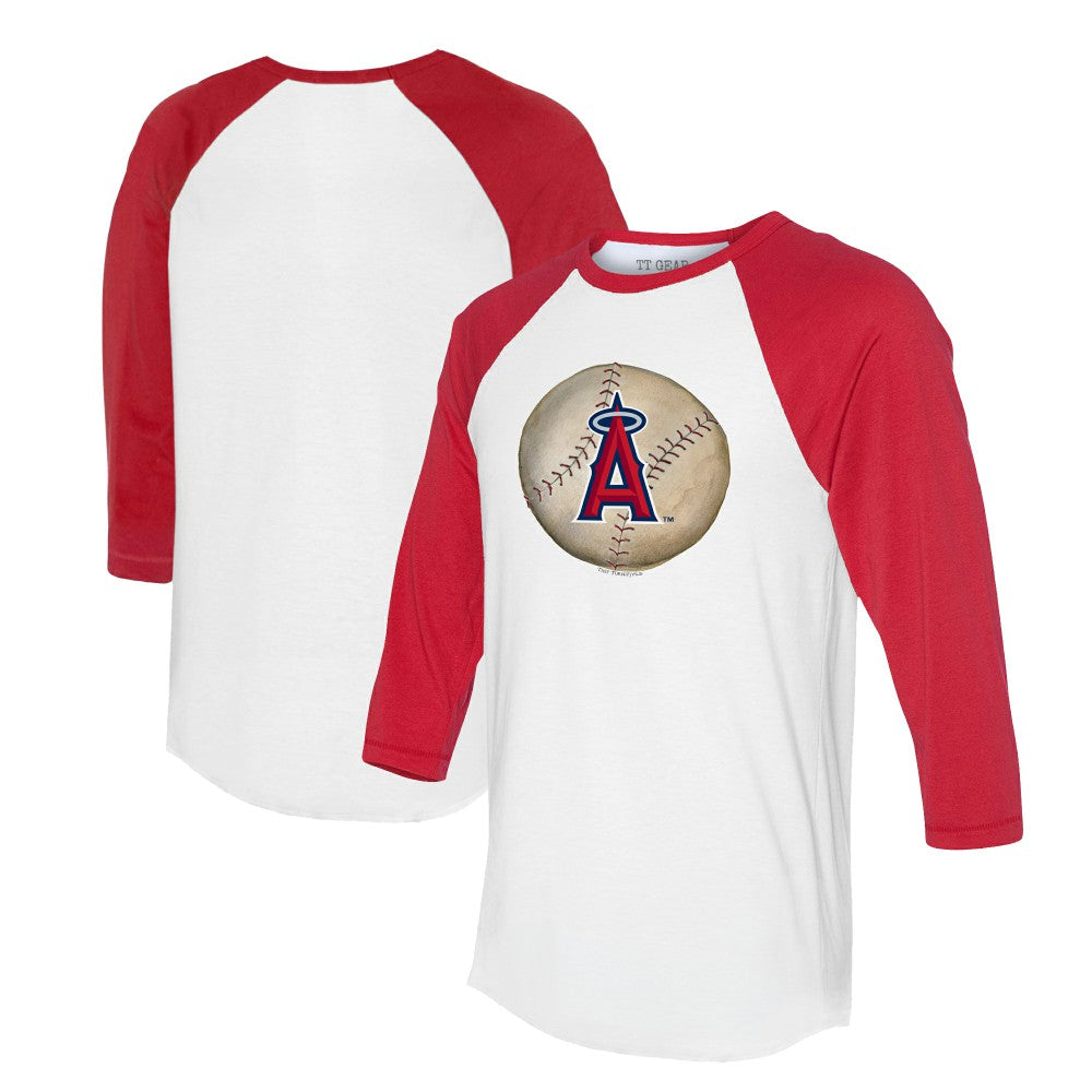 Los Angeles Angels Tiny Turnip Unisex Stitched Baseball 3/4-Sleeve Raglan T-Shirt - White/Red - MLB Online