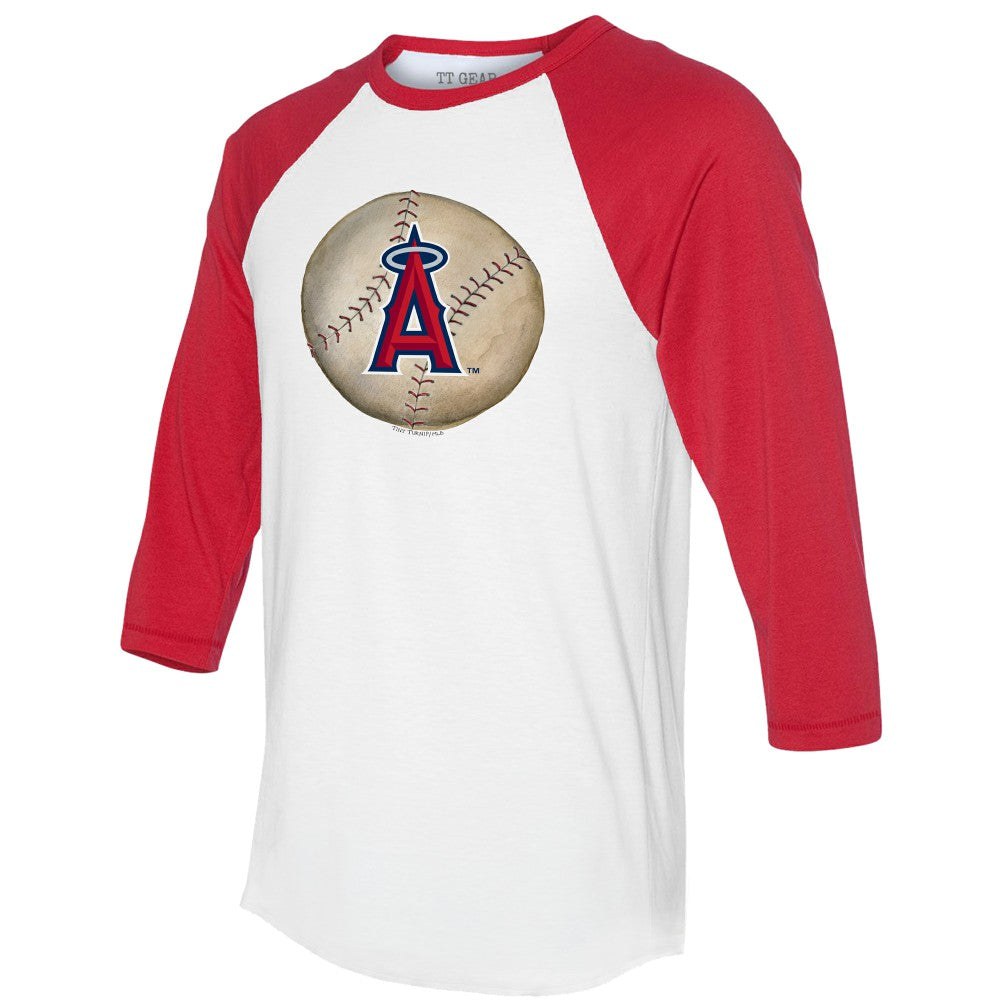 Los Angeles Angels Tiny Turnip Unisex Stitched Baseball 3/4-Sleeve Raglan T-Shirt - White/Red - MLB Online