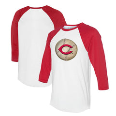 Cincinnati Reds Tiny Turnip Unisex Stitched Baseball 3/4-Sleeve Raglan T-Shirt - White/Red - MLB Sale