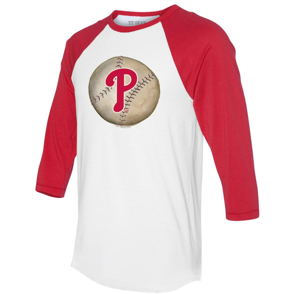 Philadelphia Phillies Tiny Turnip Unisex Stitched Baseball 3/4-Sleeve Raglan T-Shirt - White/Red - MLB Lifestyle