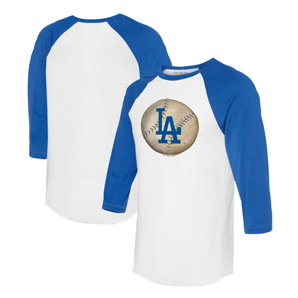 Los Angeles Dodgers Tiny Turnip Unisex Stitched Baseball 3/4-Sleeve Raglan T-Shirt - White/Royal - MLB on Sale
