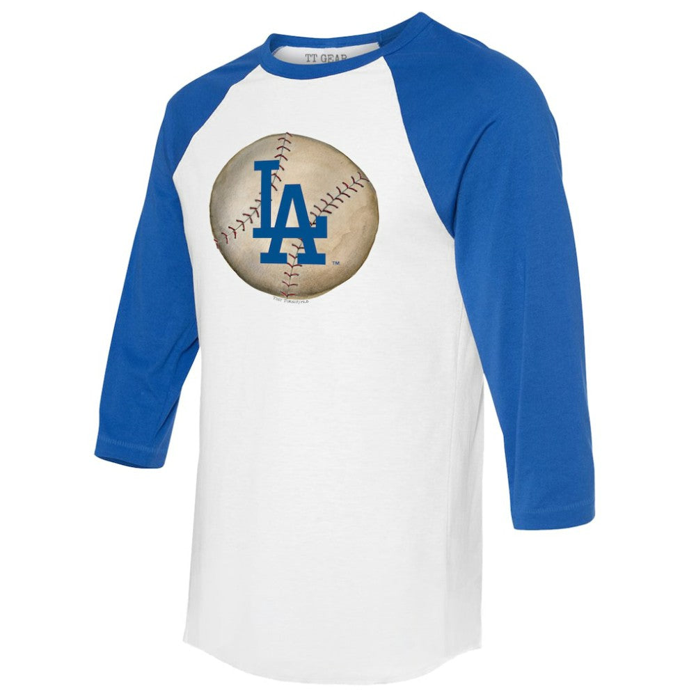 Los Angeles Dodgers Tiny Turnip Unisex Stitched Baseball 3/4-Sleeve Raglan T-Shirt - White/Royal - MLB on Sale