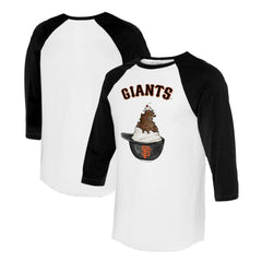 San Francisco Giants Tiny Turnip Unisex Sundae Helmet 3/4-Sleeve Raglan T-Shirt - White/Black - MLB Discount