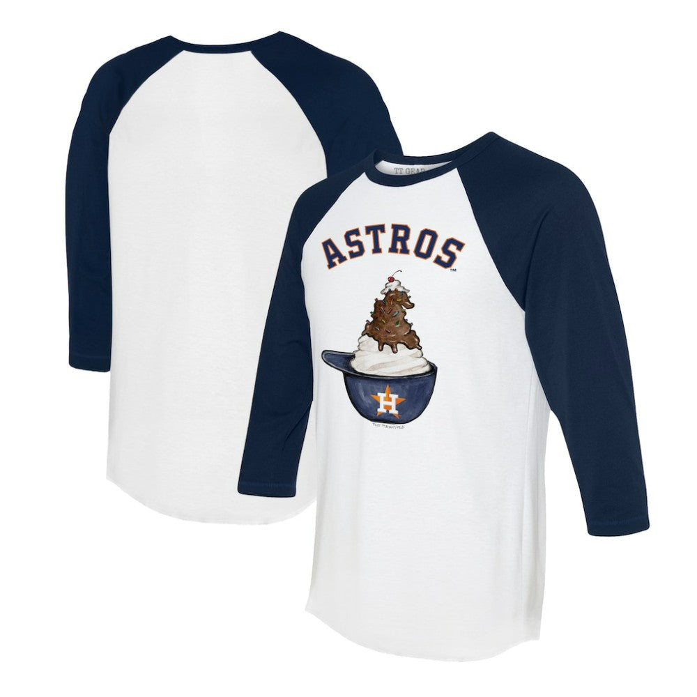 Houston Astros Tiny Turnip Unisex Sundae Helmet 3/4-Sleeve Raglan T-Shirt - White/Navy - MLB Sale