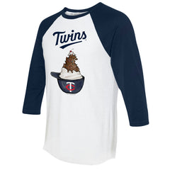 Minnesota Twins Tiny Turnip Unisex Sundae Helmet 3/4-Sleeve Raglan T-Shirt - White/Navy - MLB Discount