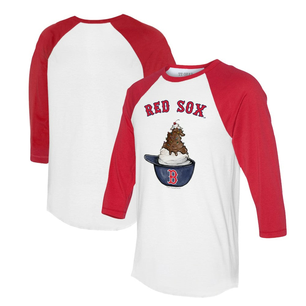 Boston Red Sox Tiny Turnip Unisex Sundae Helmet 3/4-Sleeve Raglan T-Shirt - White/Red - MLB on Sale