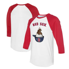 Boston Red Sox Tiny Turnip Unisex Sundae Helmet 3/4-Sleeve Raglan T-Shirt - White/Red - MLB on Sale
