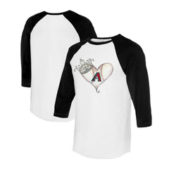 Arizona Diamondbacks Tiny Turnip Unisex Tiara Heart 3/4-Sleeve Raglan T-Shirt - White/Black - MLB Online