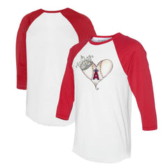 Los Angeles Angels Tiny Turnip Unisex Tiara Heart 3/4-Sleeve Raglan T-Shirt - White/Red - MLB on Sale