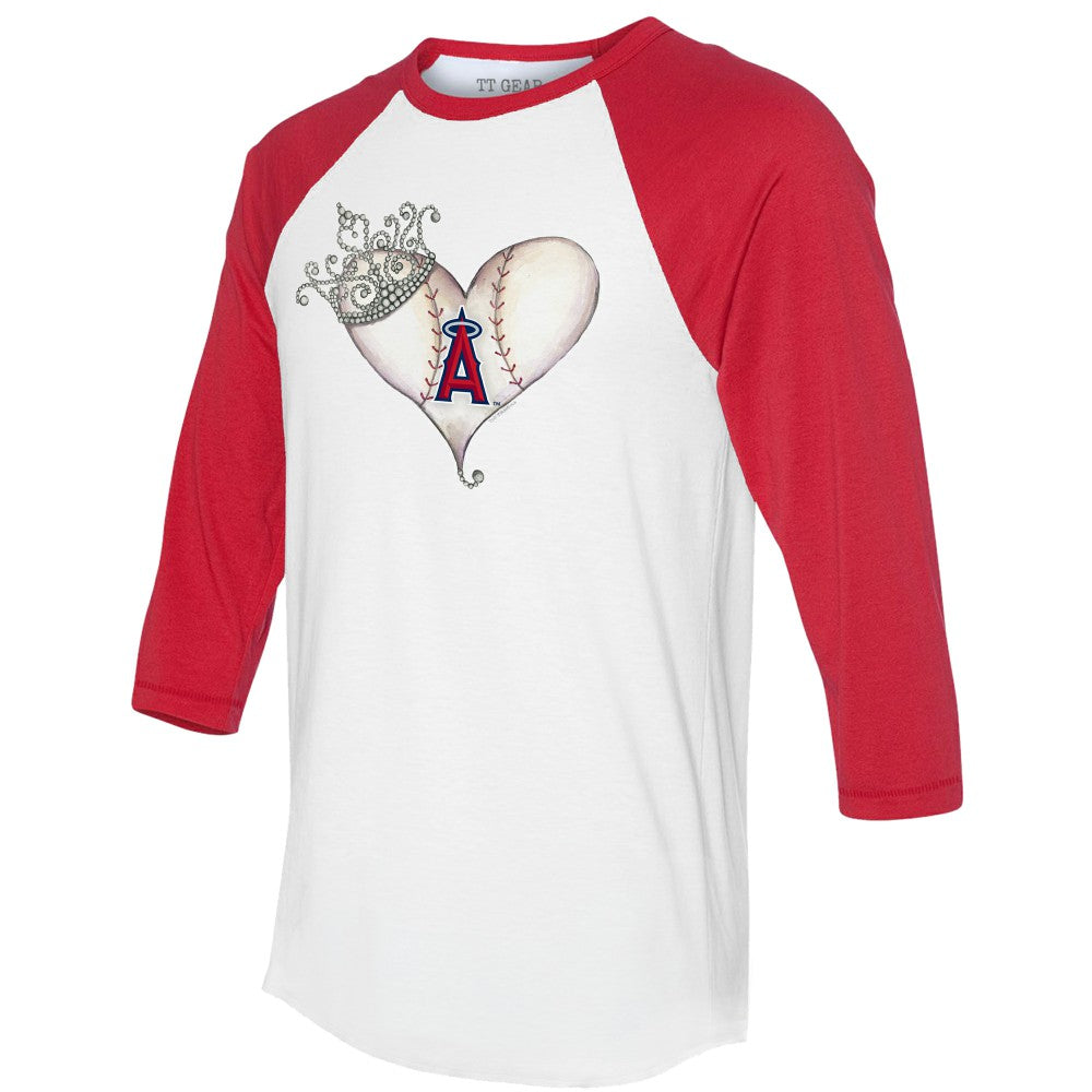 Los Angeles Angels Tiny Turnip Unisex Tiara Heart 3/4-Sleeve Raglan T-Shirt - White/Red - MLB on Sale