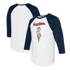 Cleveland Guardians Tiny Turnip Unisex Triple Scoop 3/4-Sleeve Raglan T-Shirt - White/Navy - MLB Sale