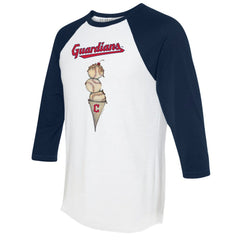 Cleveland Guardians Tiny Turnip Unisex Triple Scoop 3/4-Sleeve Raglan T-Shirt - White/Navy - MLB Sale