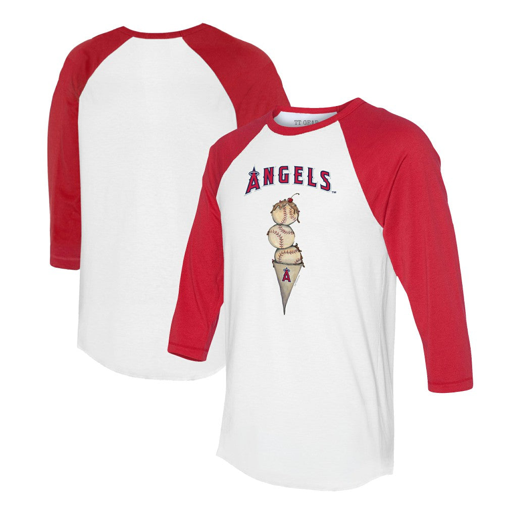 Los Angeles Angels Tiny Turnip Unisex Triple Scoop 3/4-Sleeve Raglan T-Shirt - White/Red - MLB Online