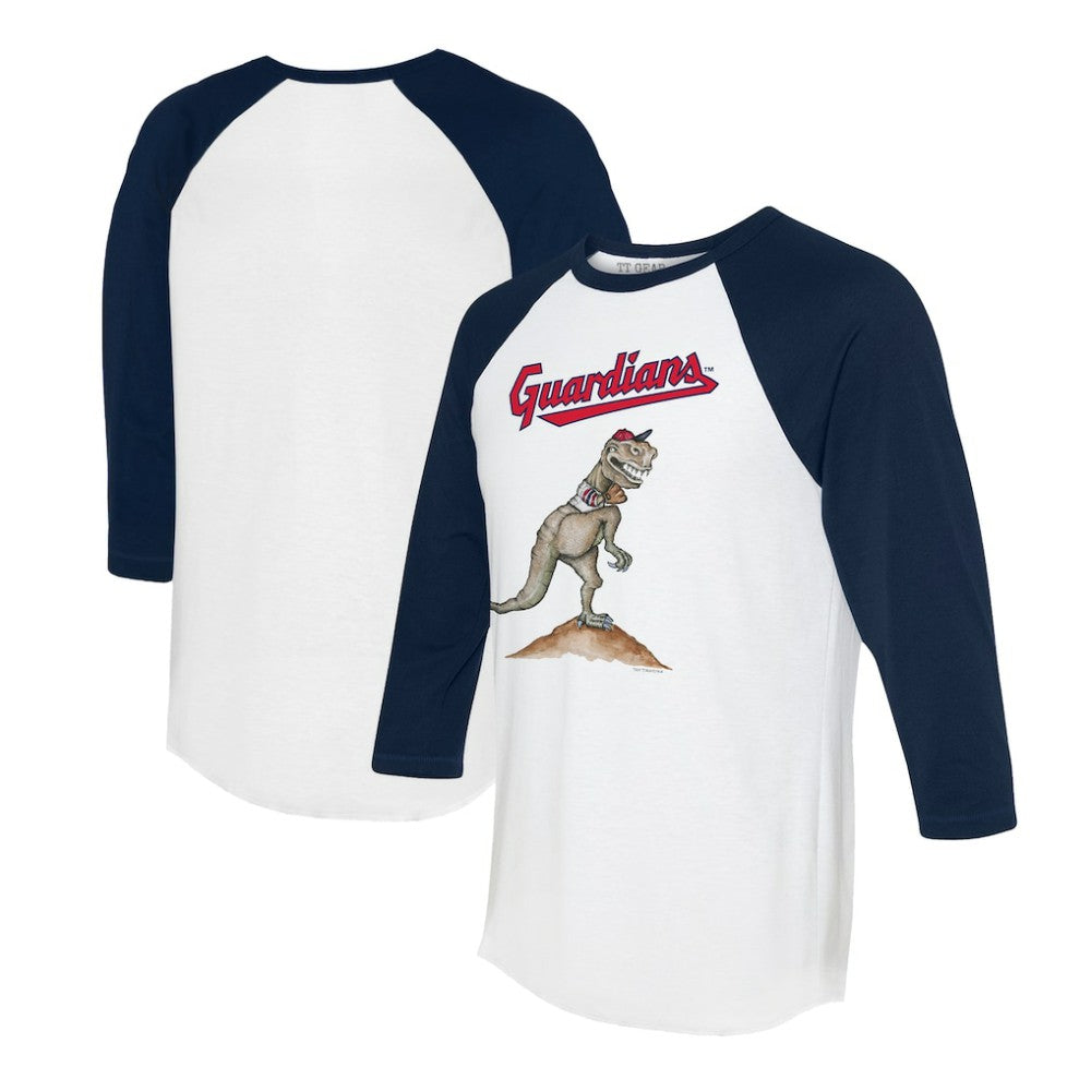 Cleveland Guardians Tiny Turnip Unisex TT Rex 3/4-Sleeve Raglan T-Shirt - White/Navy - MLB Online