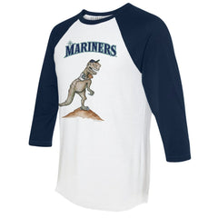 Seattle Mariners Tiny Turnip Unisex TT Rex 3/4-Sleeve Raglan T-Shirt - White/Navy - MLB Discount