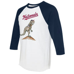 Washington Nationals Tiny Turnip Unisex TT Rex 3/4-Sleeve Raglan T-Shirt - White/Navy - MLB Discount