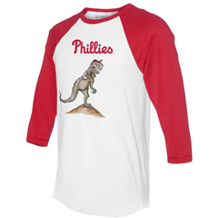 Philadelphia Phillies Tiny Turnip Unisex TT Rex 3/4-Sleeve Raglan T-Shirt - White/Red - MLB Online