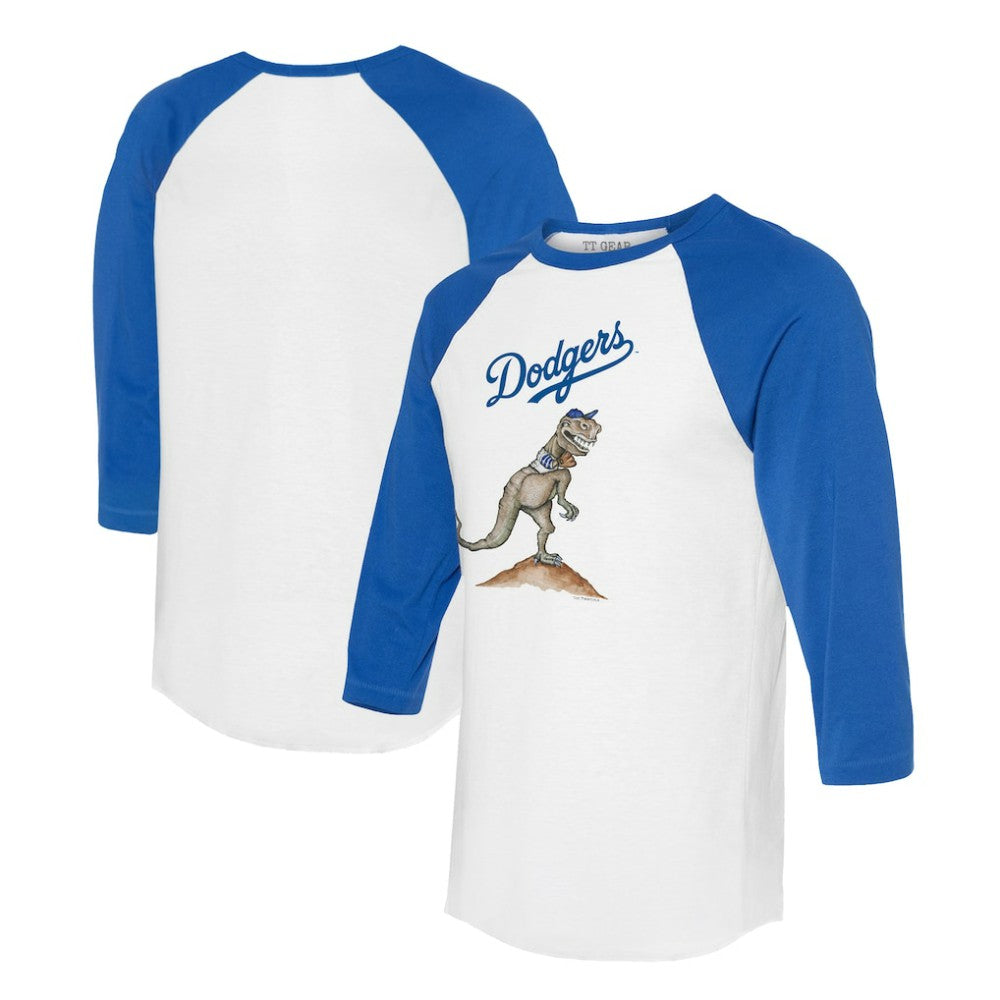 Los Angeles Dodgers Tiny Turnip Unisex TT Rex 3/4-Sleeve Raglan T-Shirt - White/Royal - MLB Sale