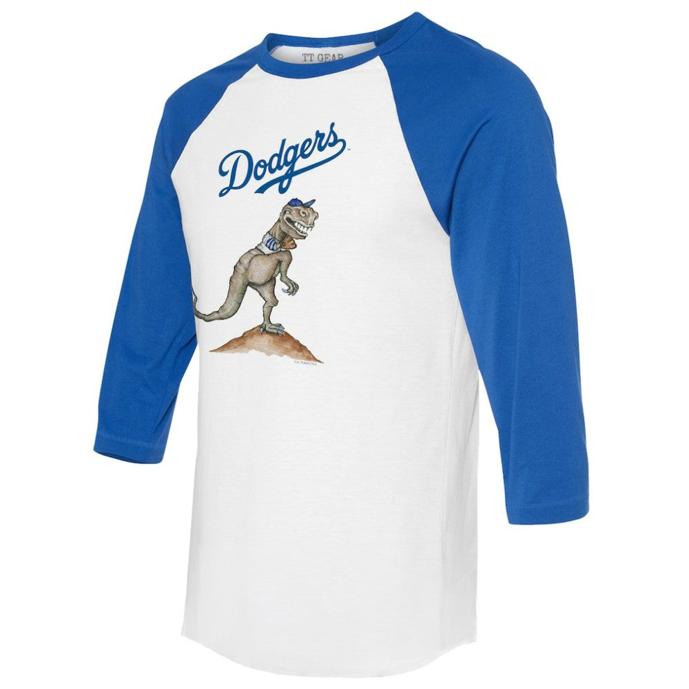 Los Angeles Dodgers Tiny Turnip Unisex TT Rex 3/4-Sleeve Raglan T-Shirt - White/Royal - MLB Sale