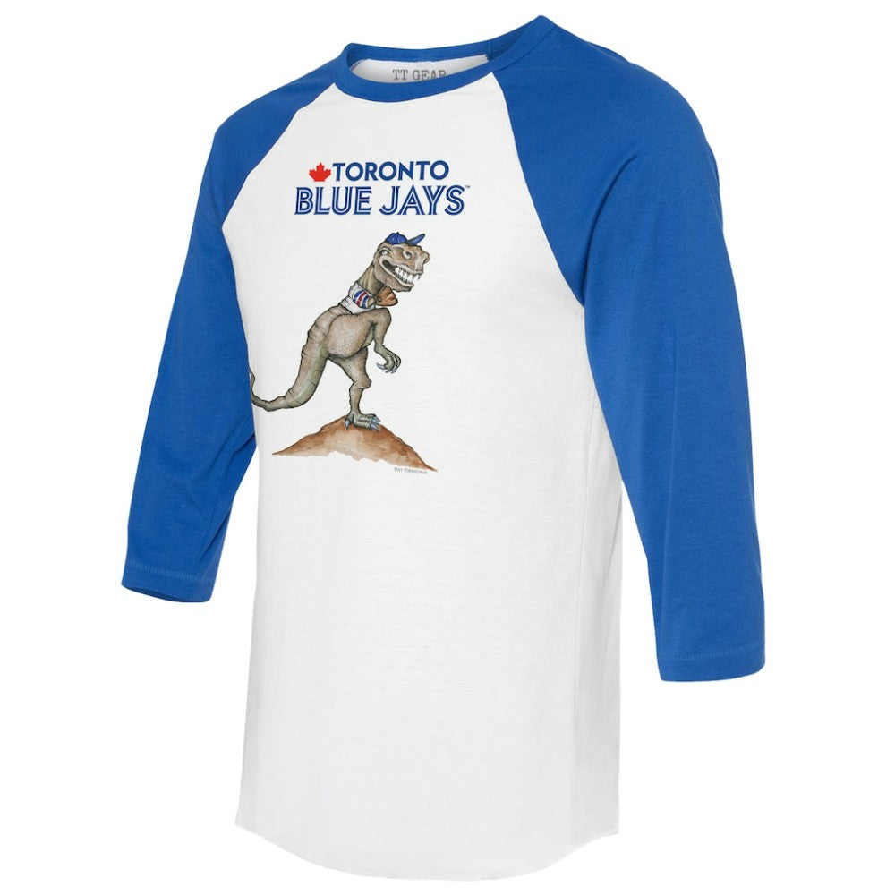 Toronto Blue Jays Tiny Turnip Unisex TT Rex 3/4-Sleeve Raglan T-Shirt - White/Royal - MLB Online