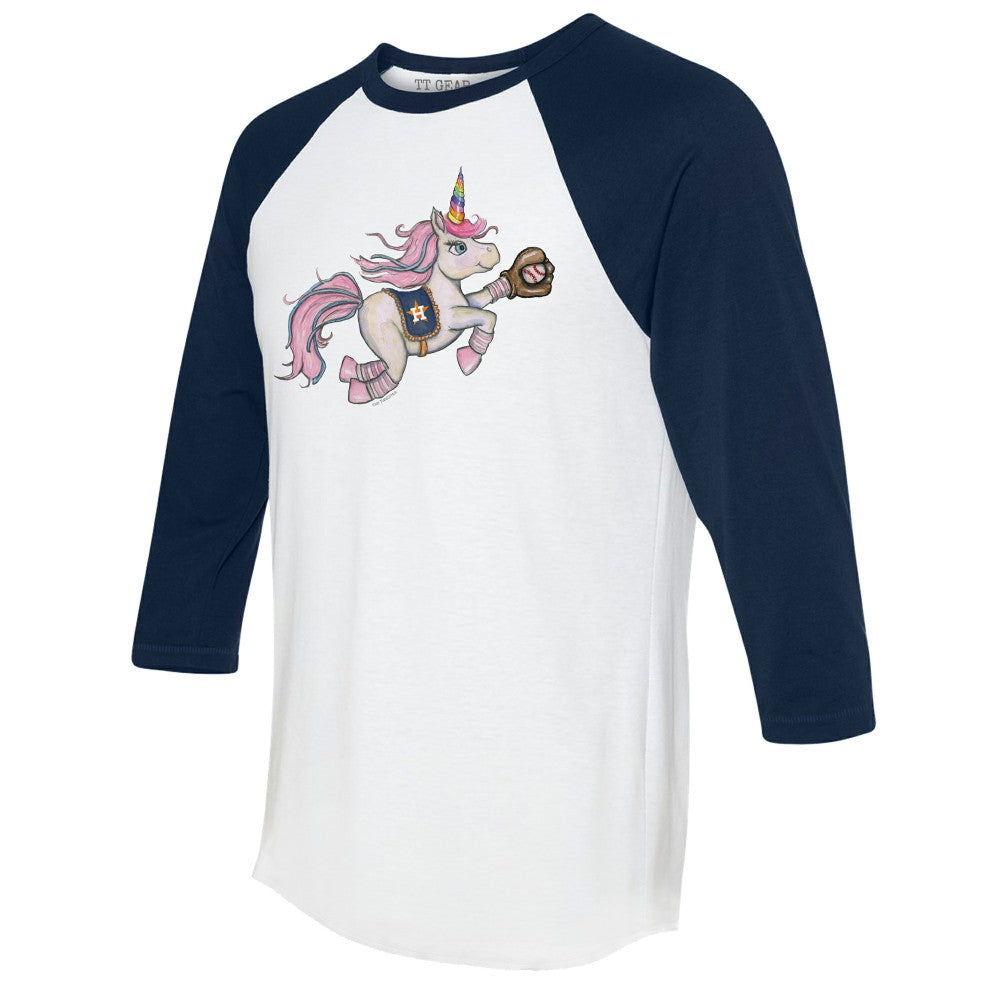 Houston Astros Tiny Turnip Unisex Unicorn 3/4-Sleeve Raglan T-Shirt - White/Navy - MLB Sale