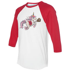 Los Angeles Angels Tiny Turnip Unisex Unicorn 3/4-Sleeve Raglan T-Shirt - White/Red - MLB Lifestyle