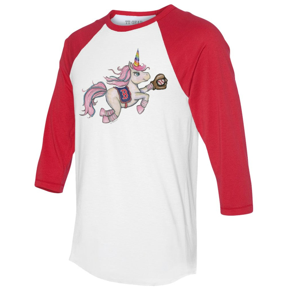 Boston Red Sox Tiny Turnip Unisex Unicorn 3/4-Sleeve Raglan T-Shirt - White/Red - MLB Discount