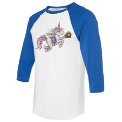 Texas Rangers Tiny Turnip Unisex Unicorn 3/4-Sleeve Raglan T-Shirt - White/Royal - MLB Discount