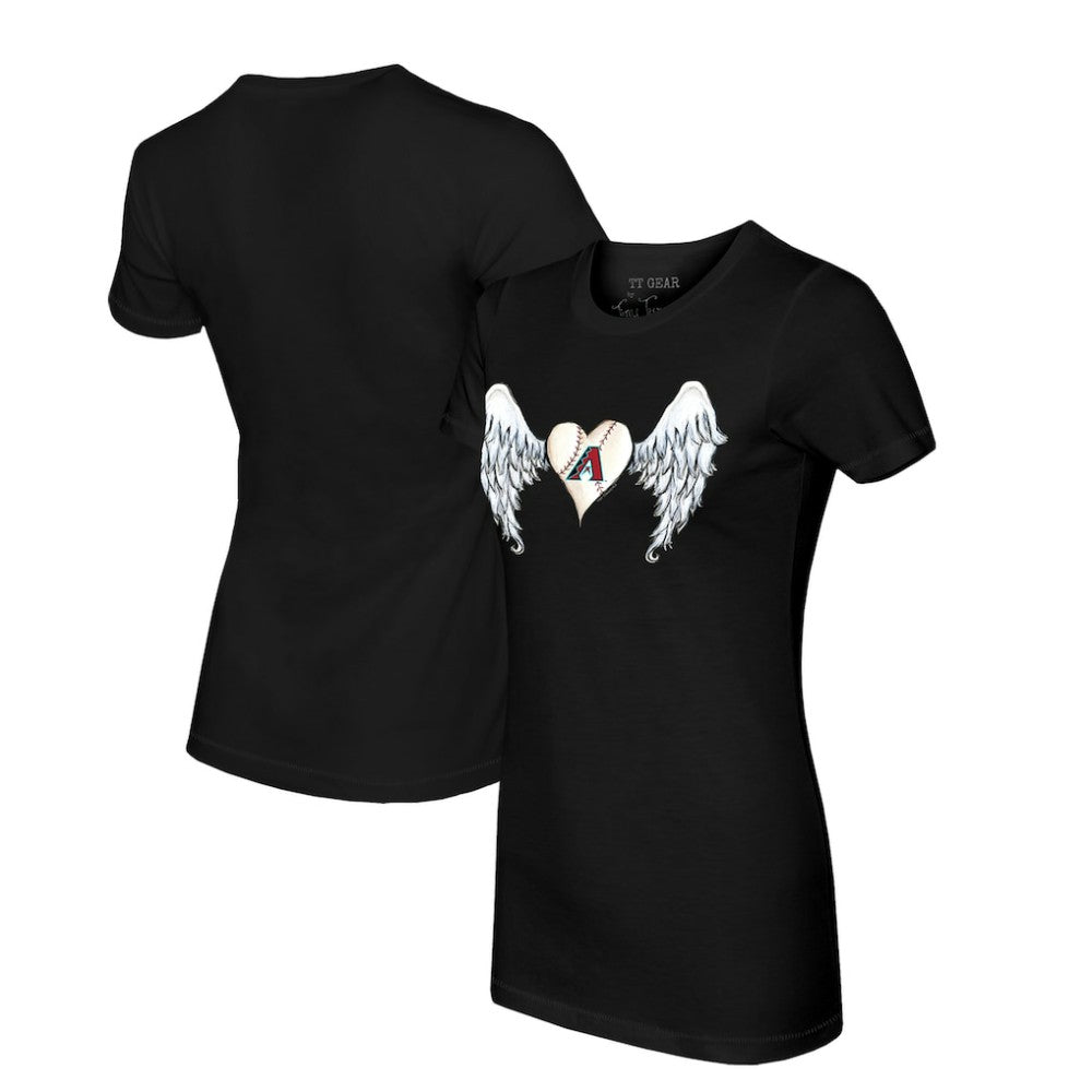 Arizona Diamondbacks Tiny Turnip Women's Angel Wings T-Shirt - Black - MLB Discount