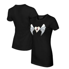 Arizona Diamondbacks Tiny Turnip Women's Angel Wings T-Shirt - Black - MLB Discount