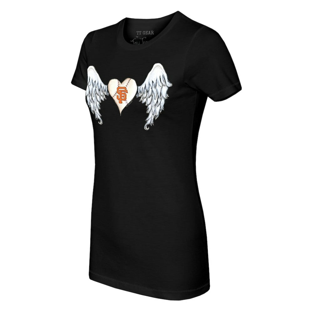 San Francisco Giants Tiny Turnip Women's Angel Wings T-Shirt - Black - MLB Lifestyle