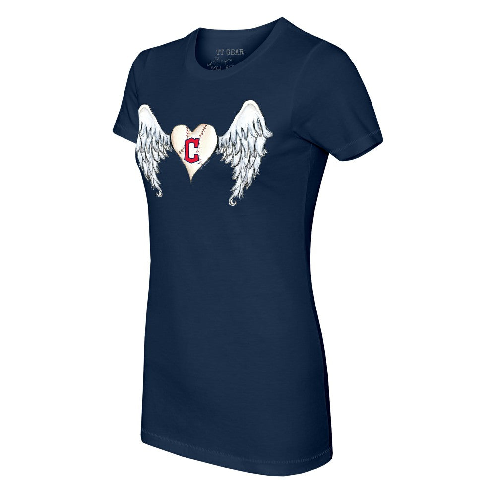 Cleveland Guardians Tiny Turnip Women's Angel Wings T-Shirt - Navy - MLB Lifestyle