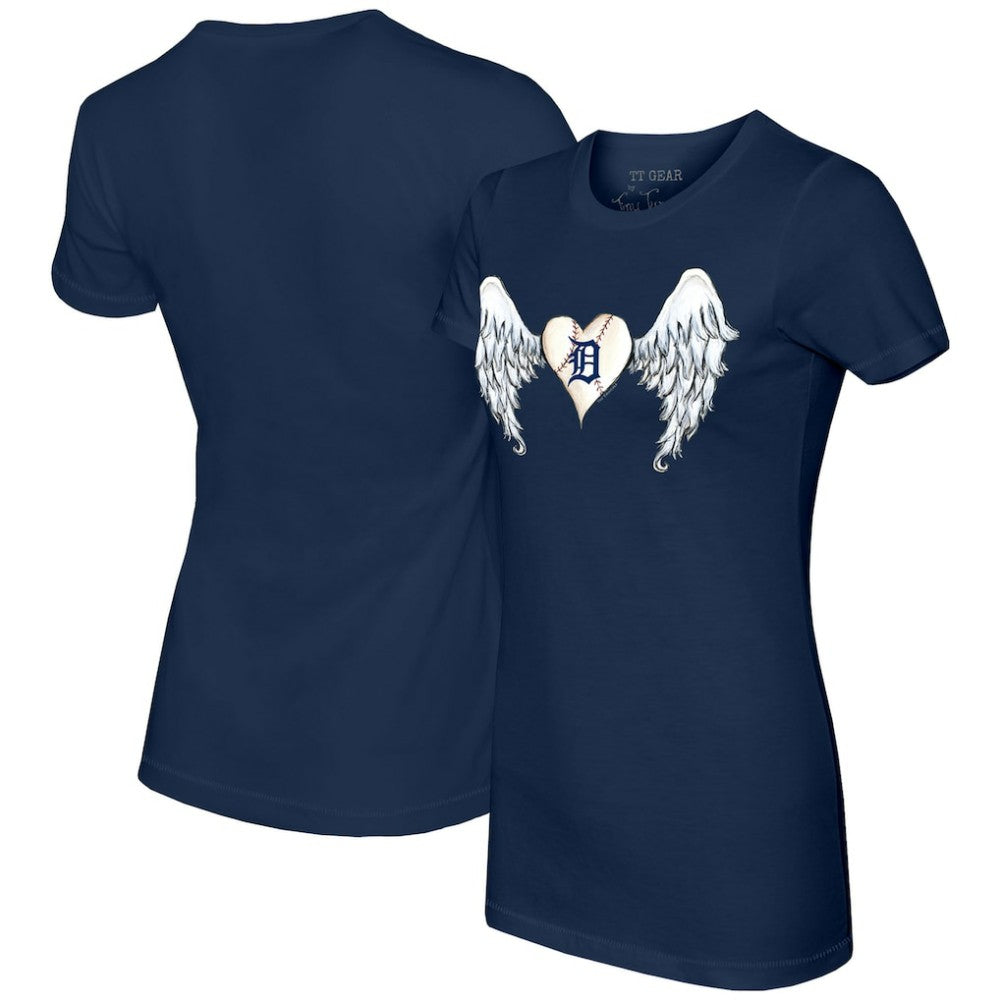 Detroit Tigers Tiny Turnip Women's Angel Wings T-Shirt - Navy - MLB Discount