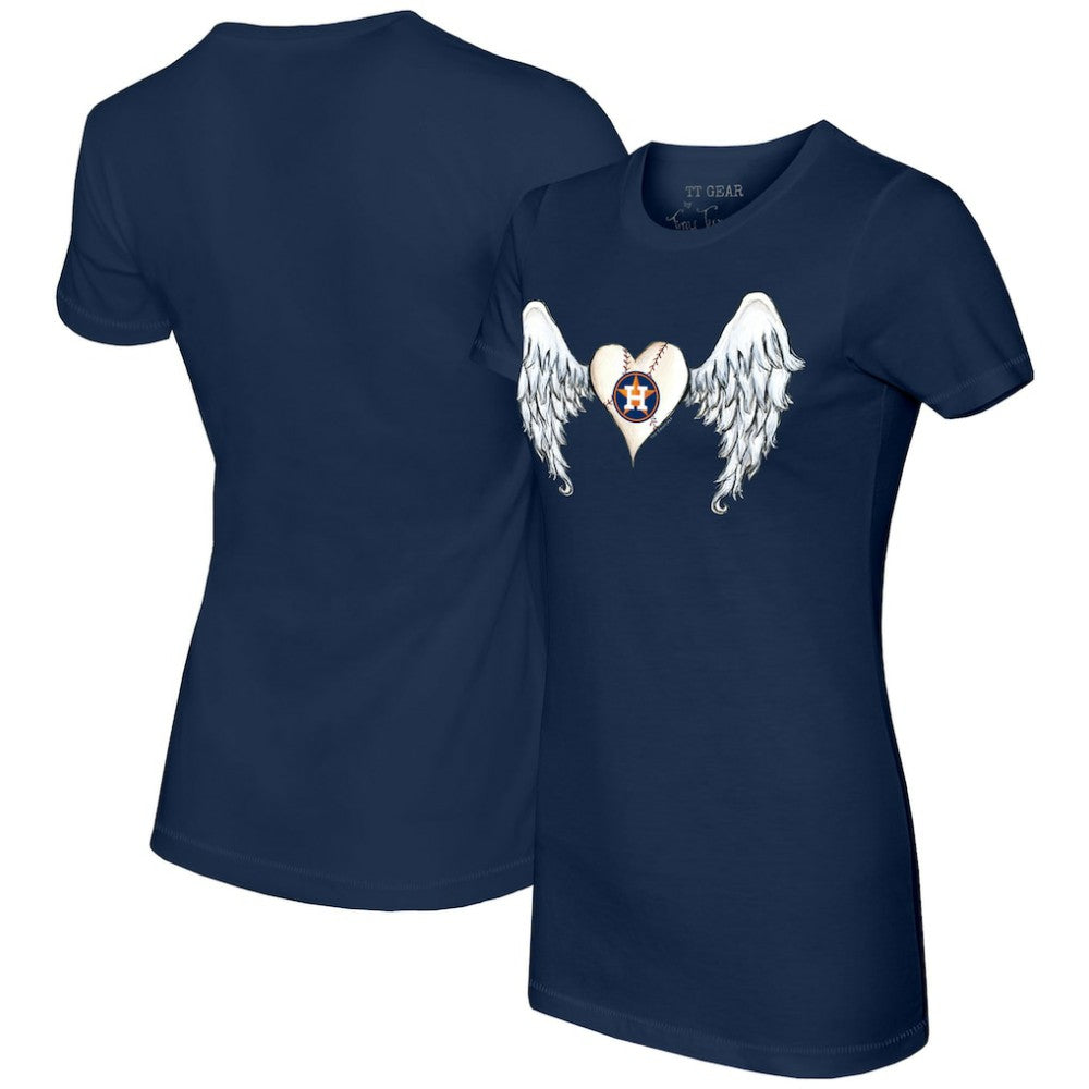 Houston Astros Tiny Turnip Women's Angel Wings T-Shirt - Navy - MLB on Sale