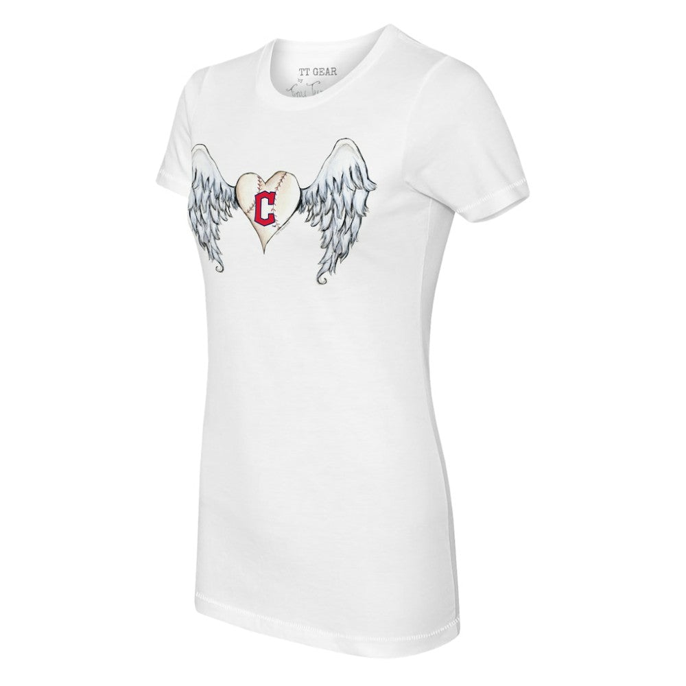 Cleveland Guardians Tiny Turnip Women's Angel Wings T-Shirt - White - MLB Sale
